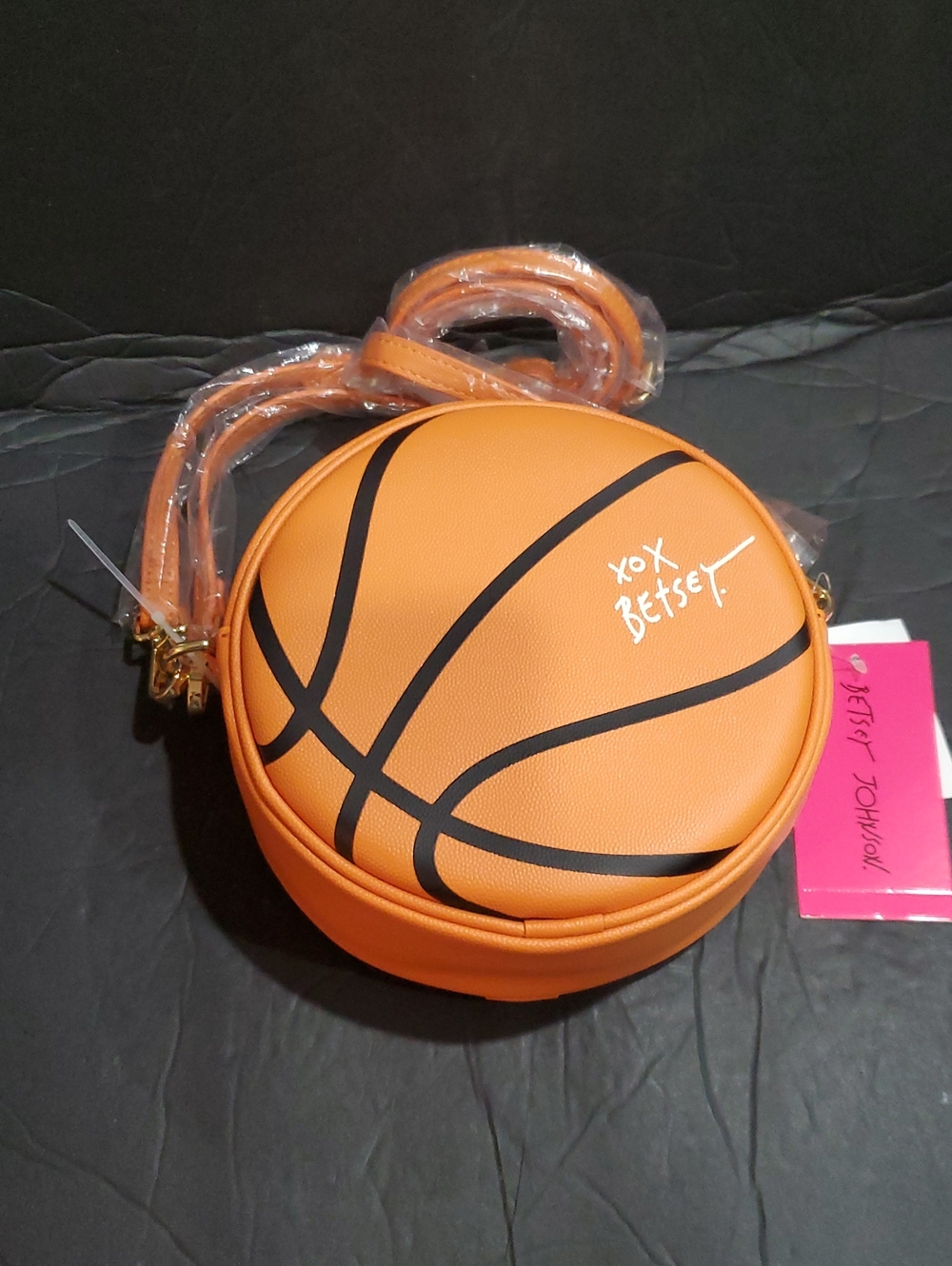 Betsey Johnson xoballer basketball crossbody bag with whistle zip pull new